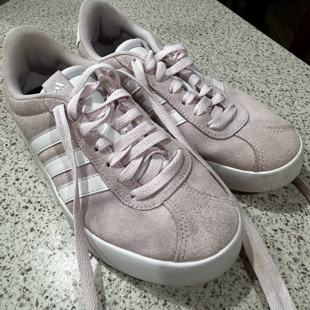 Adidas Women's Soft Pink and White Sneakers - Picture 1 of 7